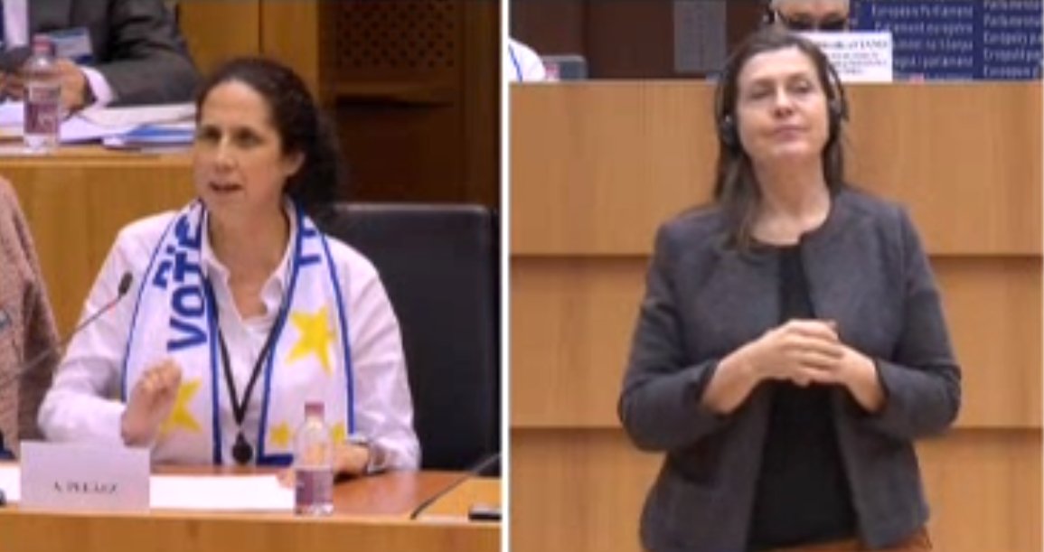 MyEDF's tweet photo. @MyEDF Ana Pelaez: “It is crucial that the EU implements the #SDGs & keep up to the commitment to #leavenoonebehind. No person with #disability should be forgotten, including those in more vulnerable situations such as #women, #children & #refugees” #EPdisability https://t.co/NGAc0skqVL