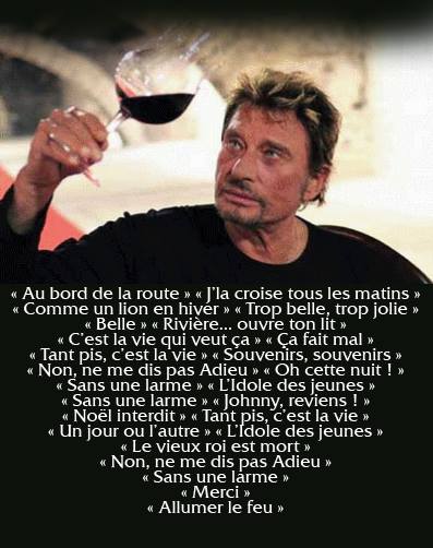 Pour son amour pour la Vie, le Rock et le Vin : « Au bord de la route » « J’la croise tous les matins » « Comme un lion en hiver » « Trop belle, trop jolie » « Belle » « Rivière… ouvre ton lit » « C’est la vie qui veut ça » « Ça fait mal » ...
instagram.com/p/BcXAPhInP9Z/…