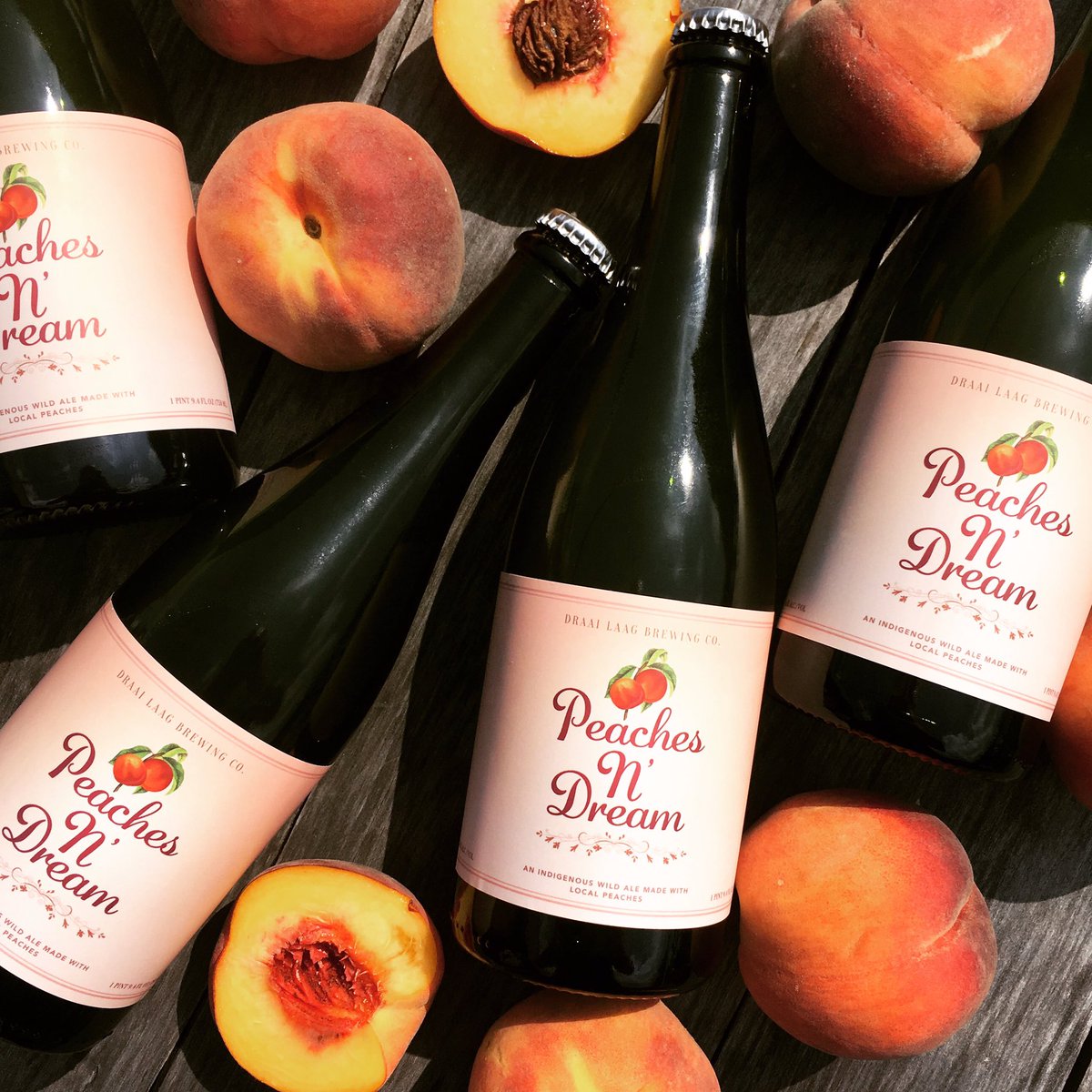This Friday Peaches n' Dream #bottlerelease at 5pm. Made w/ 1,000lbs of peaches from <a href="/SoergelOrchards/">Soergel Orchards</a>. Details @ draailaag.com 🍑