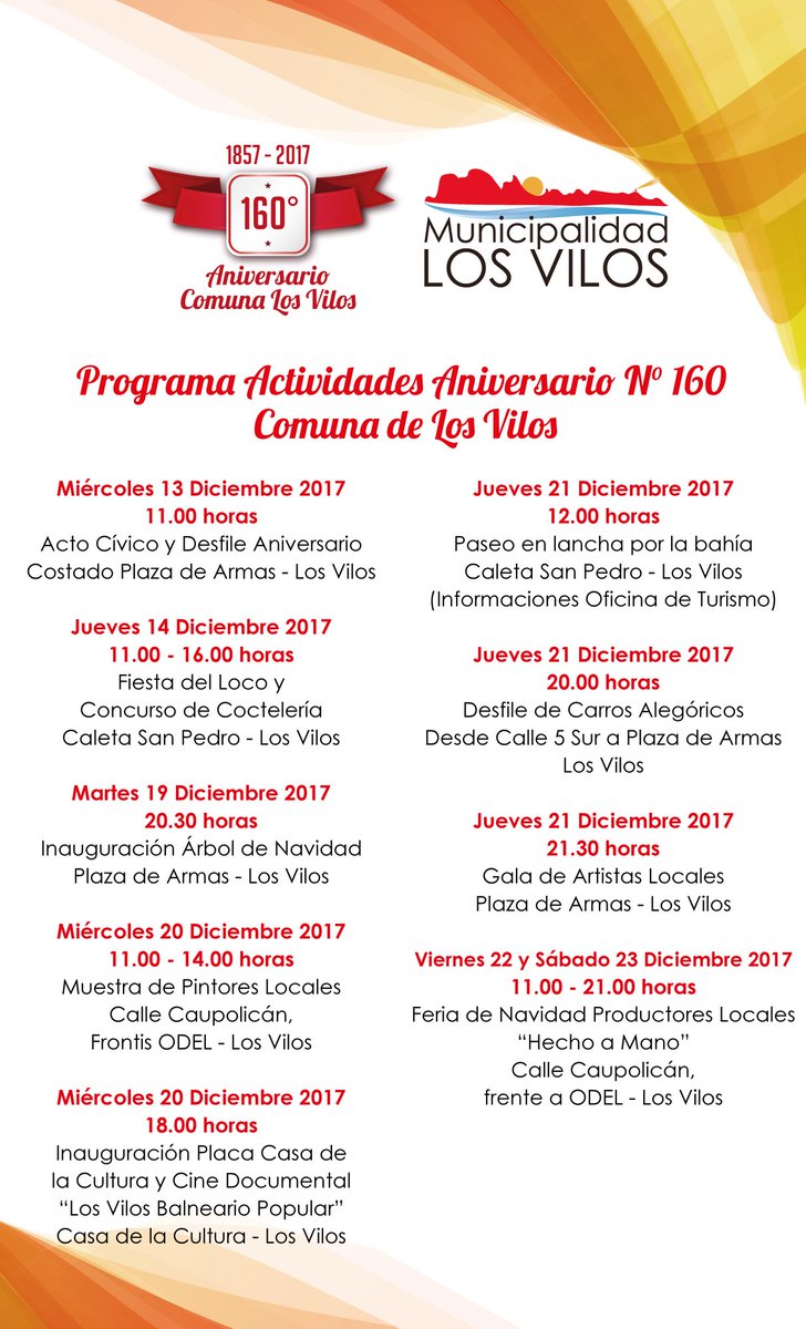Invitamos a conocer las actividades que tenemos programadas para el aniversario de Los Vilos.