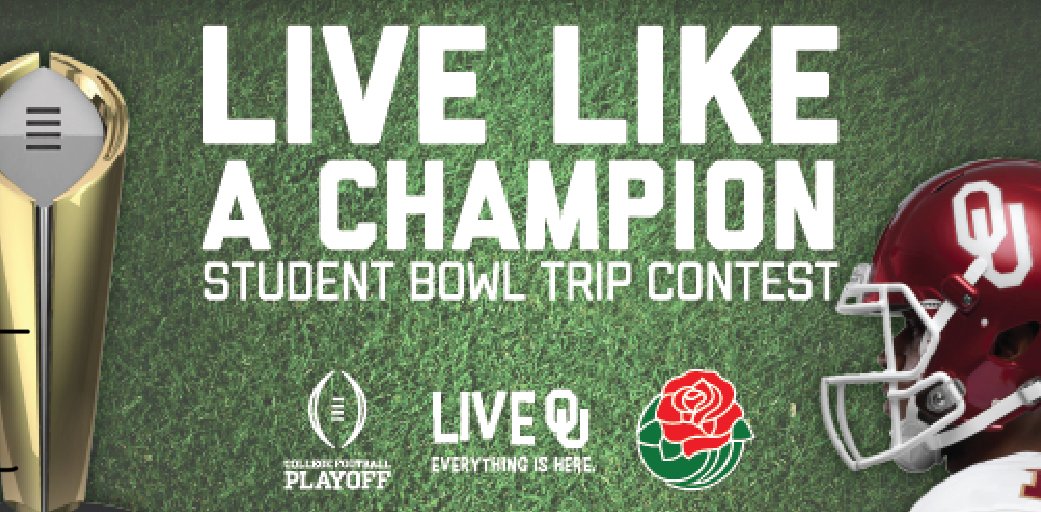 OU_Athletics's tweet image. Live Like a Champion! OU students can enter to win a free trip to see the #Sooners in the #RoseBowl today! (No purchase necessary.)

Enter here ➡️ ou.edu/liveou