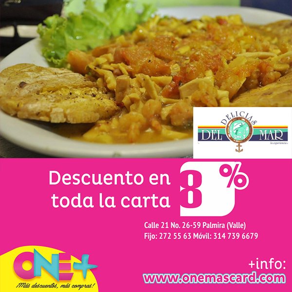 onemascard's tweet photo. Las mejores #DeliciasDelMar en Palmira, para todos los usuarios #OneMasCard un descuento especial. Cll. 21#26-59 Palmira Tel.2725563 Cel.3147396679 https://t.co/yXgb2lDHG7 #food #like4like #delish #palmira https://t.co/ZMQBQpZzHV