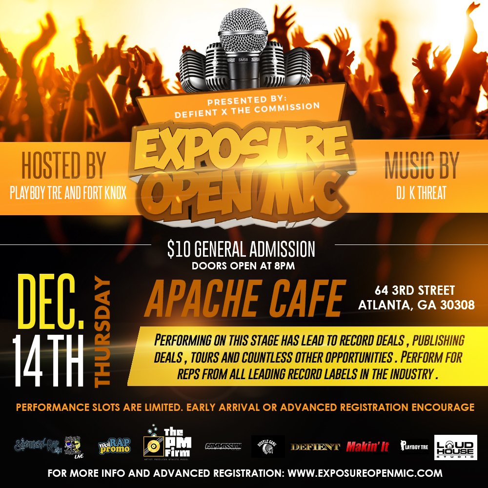 Tip's tweet photo. If you have talent my A&amp;R team @BRich404 looking for you Dec 14th @apachecafe for @exposureopenmic tag a dope artist https://t.co/8LDFiYvR0q