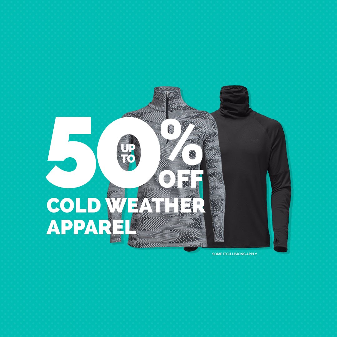 Baby it's cold outside, but you really can stay... *warm* with cold weather #runninggear up to 50% off: ow.ly/Htxu30h2vmK (online-only; some exclusions may apply) #winterweather #workoutwednesday