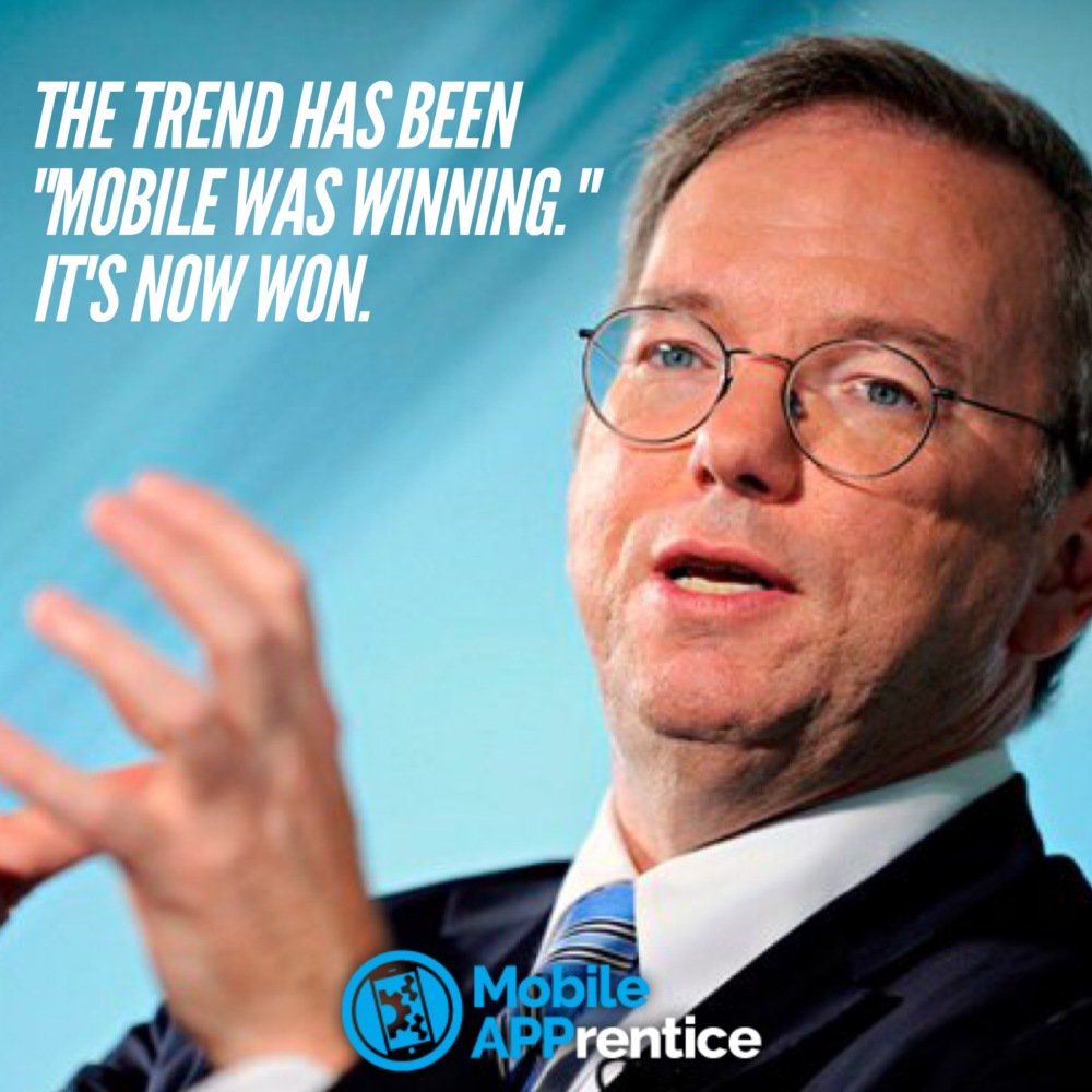 mobileapprentis's tweet photo. Eric Schmidt's right, mobile has definitely won. @google #appquotes #mobileappquotes #mobile #mobileapp #mobileapps https://t.co/Syuj3Dw2oV