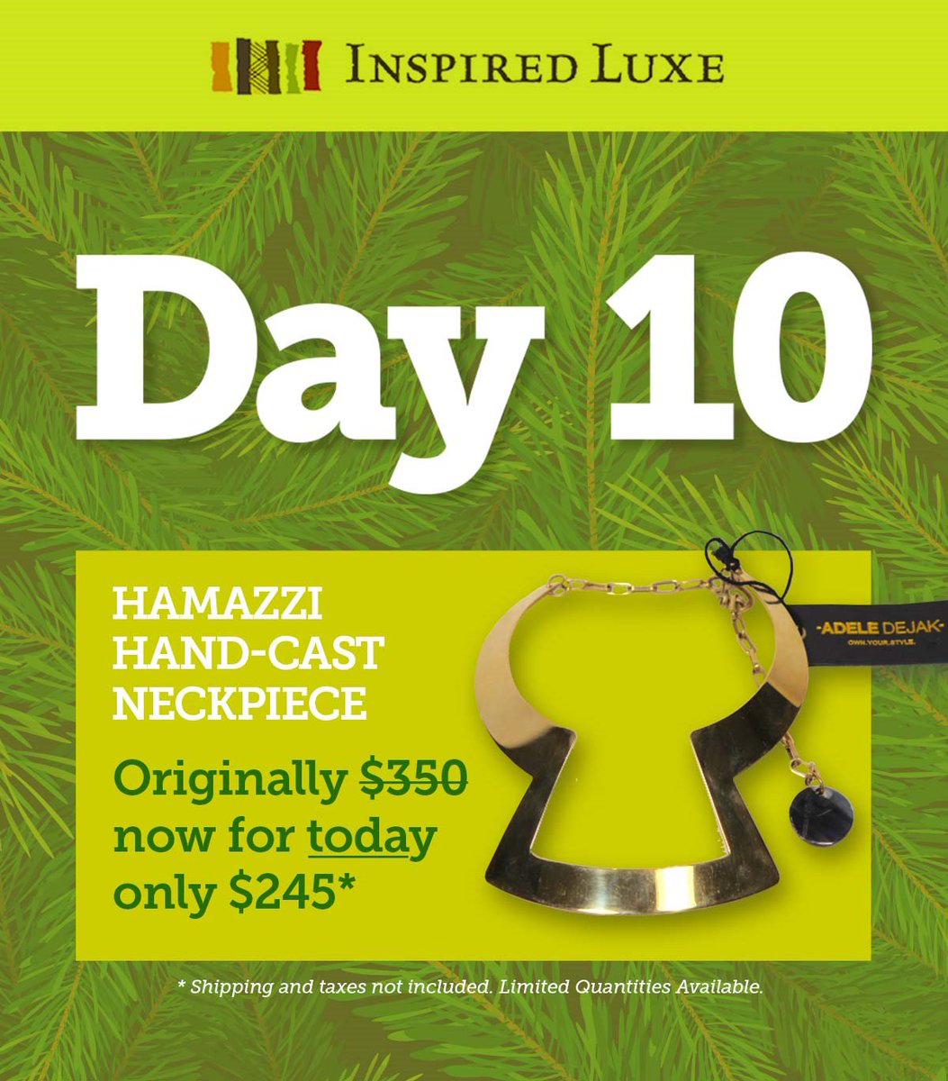 Day 10 of the #12DaysofChristmas is a Hamazzi Brass Choker by Adele Dejak! Hand-casted and polished to refinement, this choker features a necklace chain-link back. Did we mention it's 30% off? Well, it's 30% off! bit.ly/2iWHlss