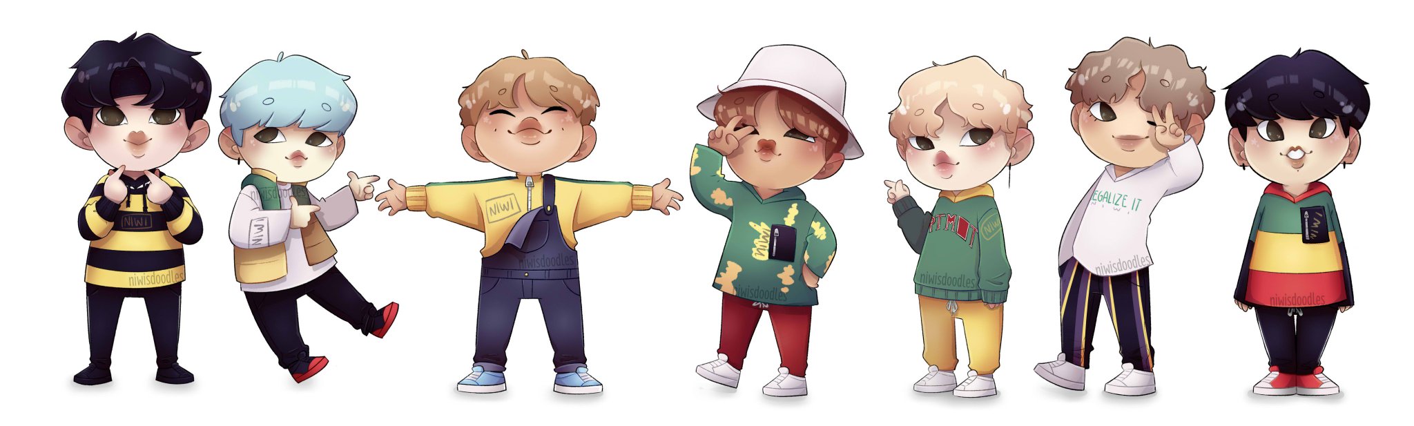 Niwisdoodles on Twitter: "BTS GOGO outfits #btsfanart 