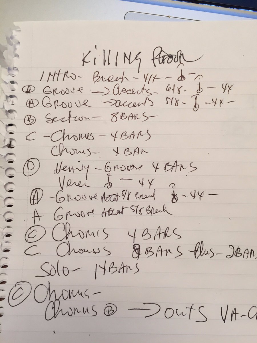 Here’s a drum chart my brother @carmineappice1 wrote for the recording of our song 'Killing Floor'. Listen and follow along to the chart.. ha. #WednesdayWisdom #Appice Appice.lnk.to/Sinister