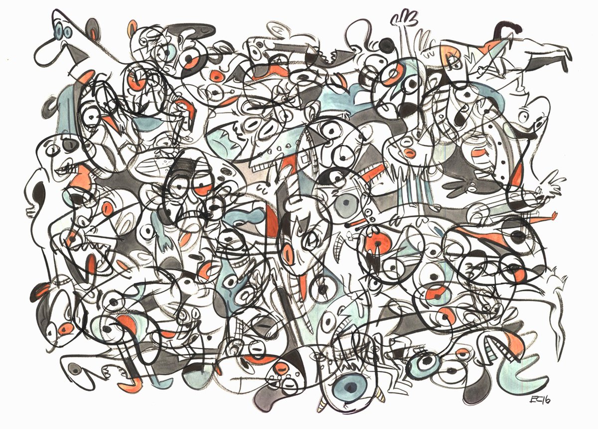 GodwinTernbach's tweet photo. Elliot Cowan, Bingo Bungo, 2016, Watercolor and ink on watercolor paper, 18 x 23 in.
See this work along with others in the current exhibition Design Faculty at Queens College on view through December 16 #gtm #designfacultyqc #qcart @QCToday https://t.co/lYFilubsRm