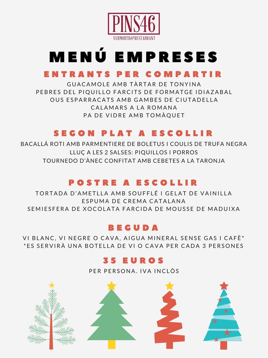 PINS46's tweet image. Aquí teniu la nostra proposta de menú per a grups per aquestes festes! 

📞 Per a reserves: 971 48 16 74. 

Vos esperem!