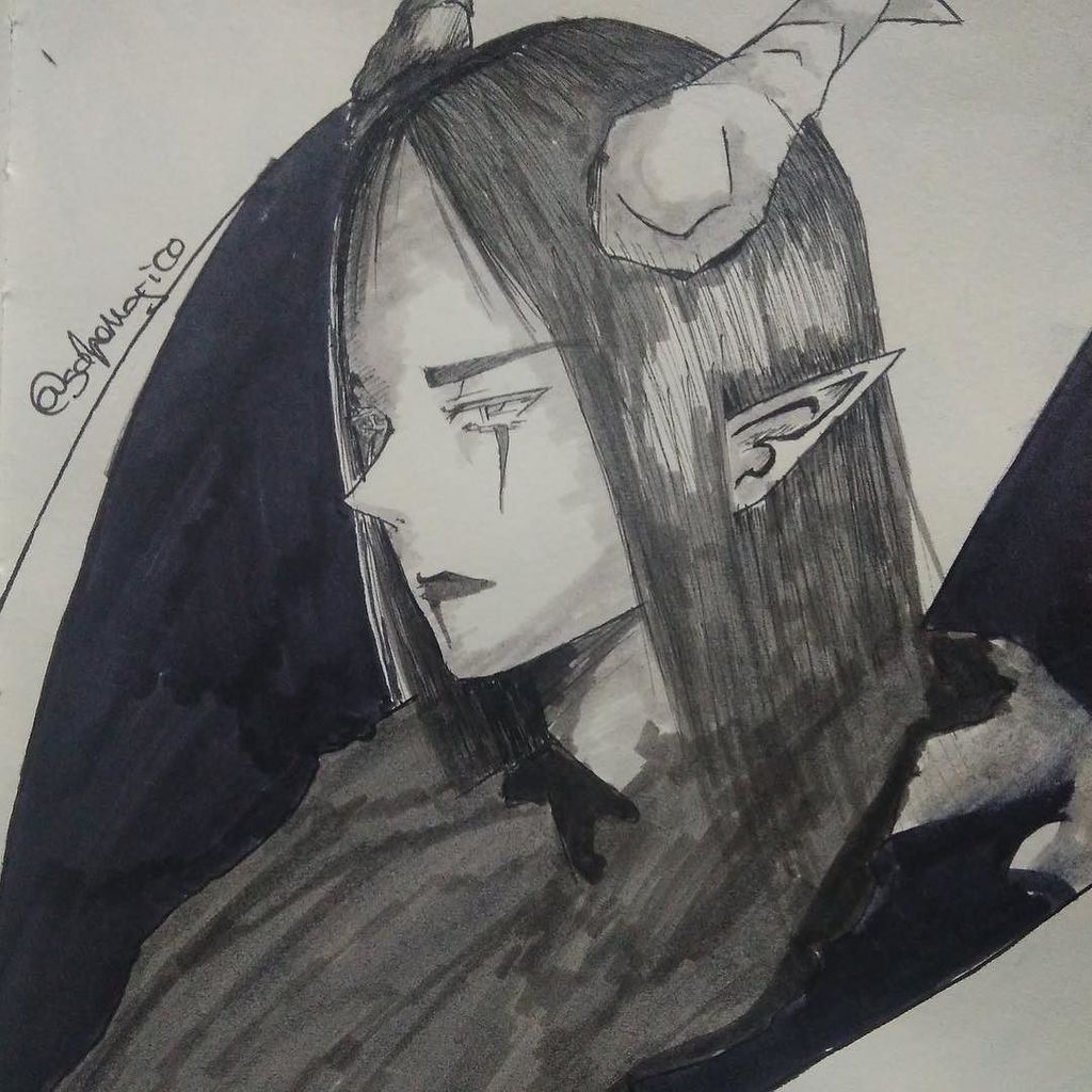 Pentex_SM's tweet photo. @golpemagico was not originally intending to draw me, but the drawing itself is my living image. So I’m appropriating it ;P. Thank you!

#drawing #goth #demon https://t.co/FjmlQU4sUG https://t.co/dqlX7sxihn