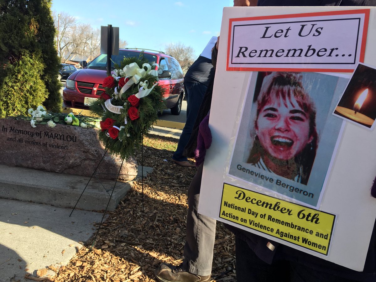 JasonViauCBC's tweet image. Memorial held across from Chrysler plant to remember MaryLou, a former #Windsor auto worker who died as a result of domestic abuse, Lori Dupont &amp;amp; the 14 women who died in the #MontrealMassacre