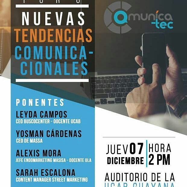 QHayEnPtordaz's tweet photo. Mañana en la UCAB 
@comunicatec_ 
#ForoComunicatec #UcabG  #PuertoOrdaz| #Pzo | #Guayana #Venezuela | #CiudadGuayana #puertoordaz| #guayana
#pzocity| #quehayenpuertordaz https://t.co/T8AJgJPF5F