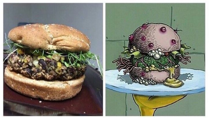 LitCartoons's tweet photo. Vegans are out here remaking the nasty patty 😷 https://t.co/Bd32brsBYo