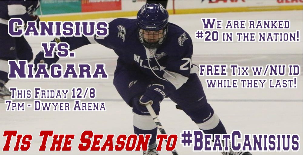 Only two days until the biggest home NU hockey game in a long time. Will YOU be there? @NiagaraUHockey needs us to make the difference! This Friday 7pm at Dwyer! #BeatCanisius