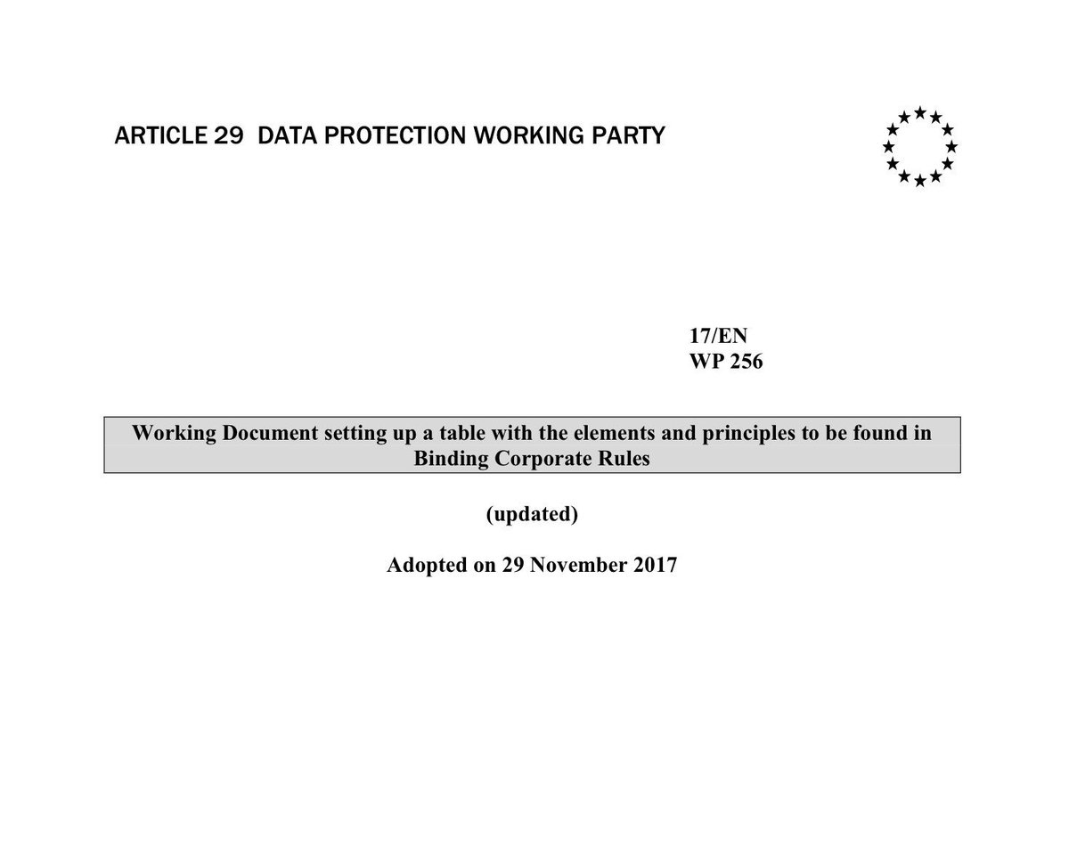 #GDPR updated document on the elements and principles to be found in Binding Corporate Rules #BCRs published by the EU Article 29 Working Party. Link - ec.europa.eu/newsroom/just/… #EUDataP #dataprotection