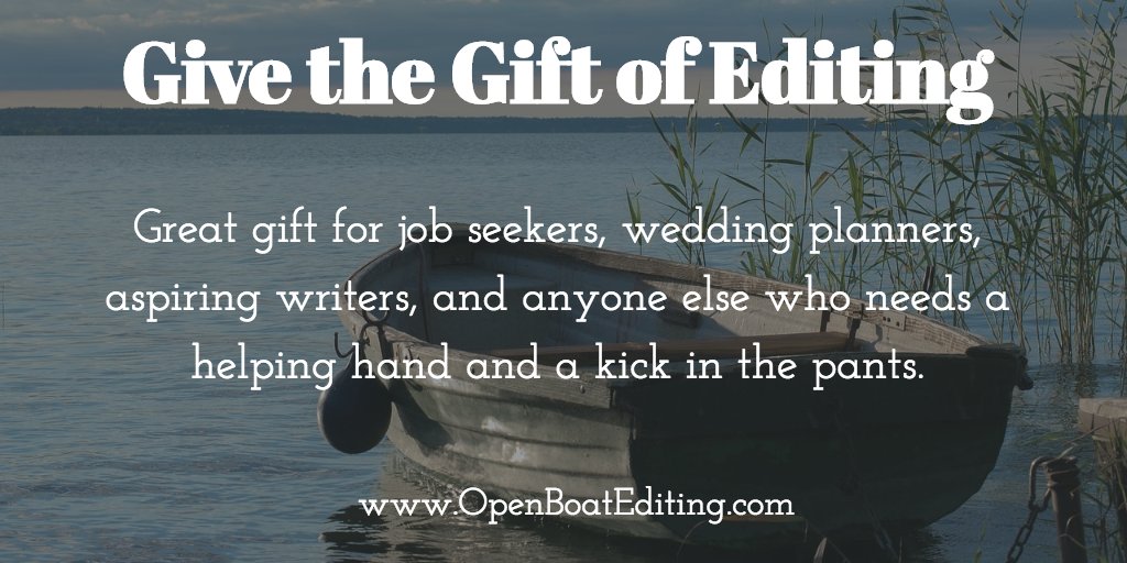 proofreadbride's tweet image. New this holiday season: gift certificates from The Proofread Bride/Open Boat Editing. A thoughtful gift for the newly engaged! Details here: openboatediting.com/gift-certifica…