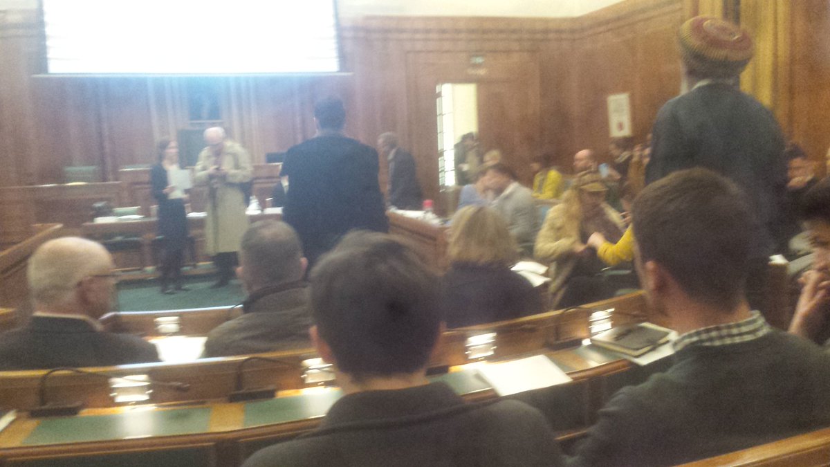 alastairis's tweet image. The @hackneycouncil main chamber is filling up with the community who say unanimously: &quot;#PassingCloudsForever&quot;. Hope it&apos;s not all sewn up already. #democracy