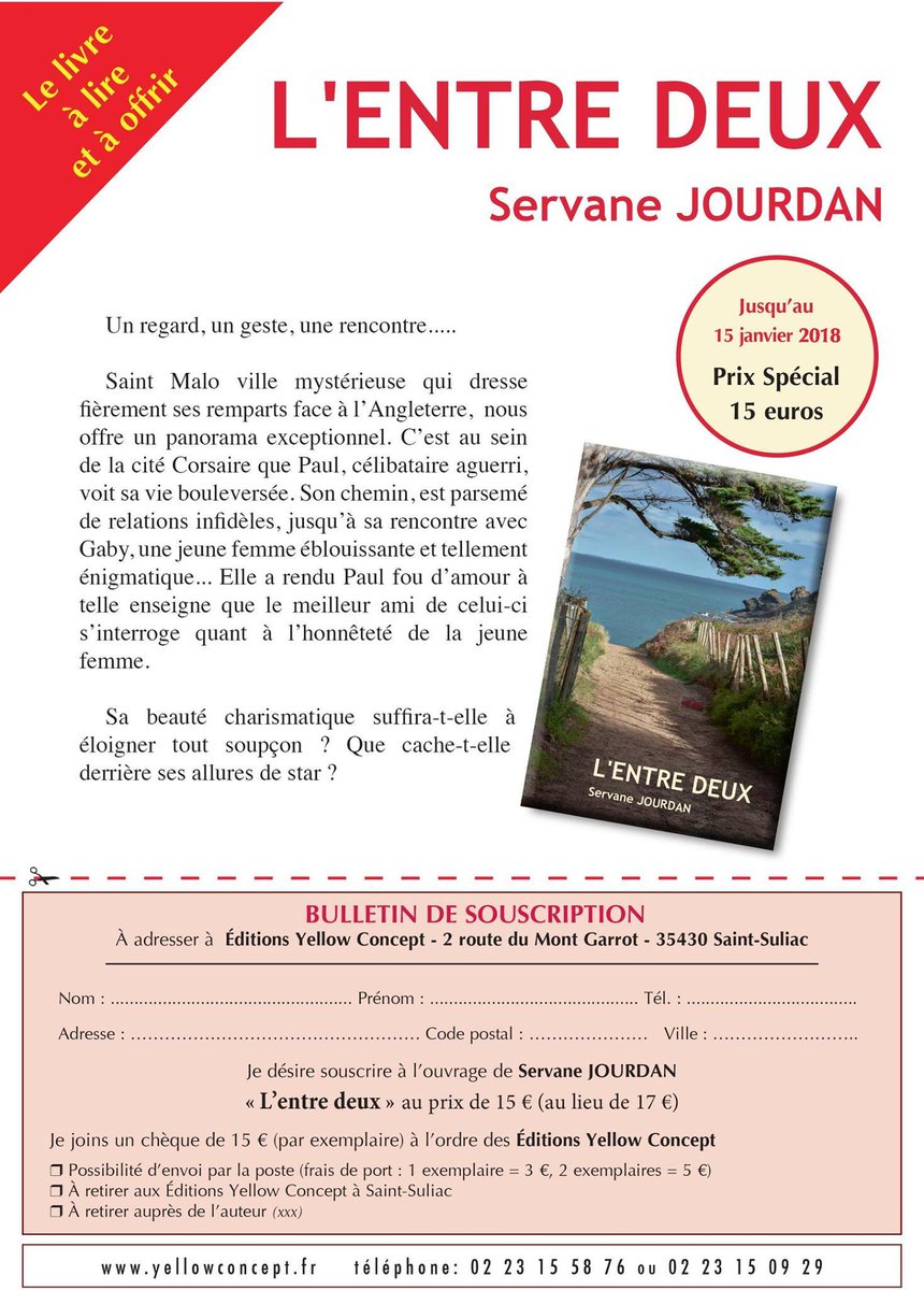 Sortie du #Roman "L'entre deux" de Servane Jourdan, qui rend hommage à la cité corsaire de <a href="/VilleSaintMalo/">Ville de Saint-Malo</a>. Dédicace et échanges le 9 décembre 2017 à la Librairie Doloise à <a href="/DolDeBretagne/">DoldeBretagne</a>. #livre #Roman #Bretagne #saintmalo