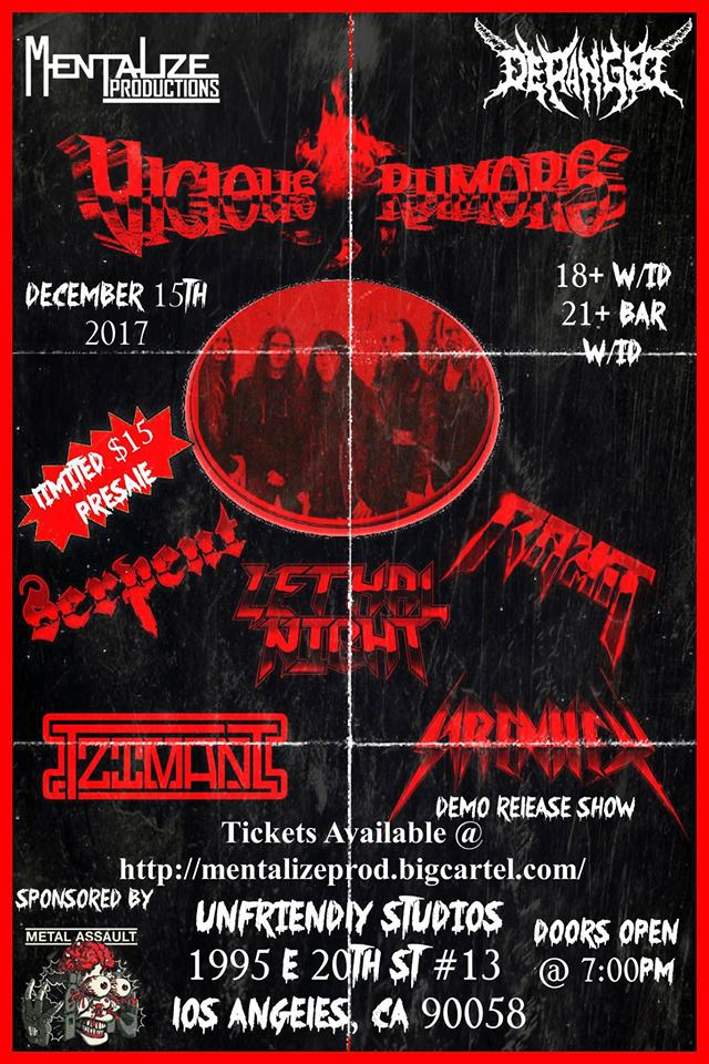 metalassaultLA's tweet photo. We're giving away tickets to @ViciousRumors 12/15 at #UnfriendlyStudios! Enter to win: https://t.co/9rquenY9R9 @unfriendlysanaz @Tzimani https://t.co/SK8Ly3deKA