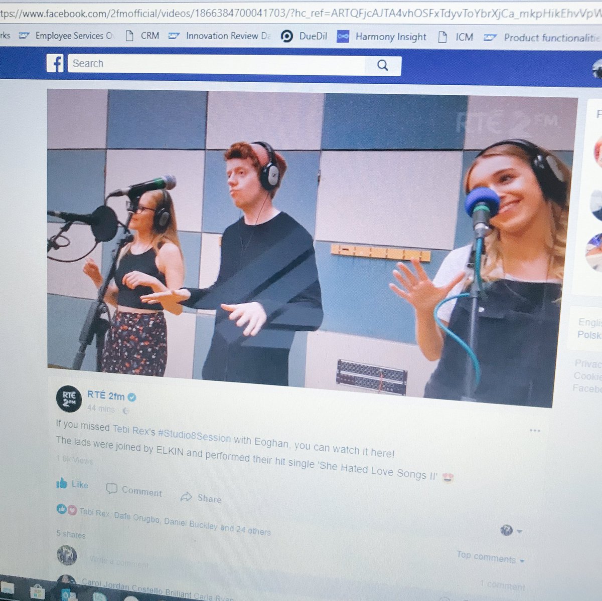 TebiRex's tweet photo. Check our #Studio8Session with @RTE2fm and @eoghanmcdermo 👀🎥 Cheeky jazz hands from @ELKINband also https://t.co/8N6NVhEns3