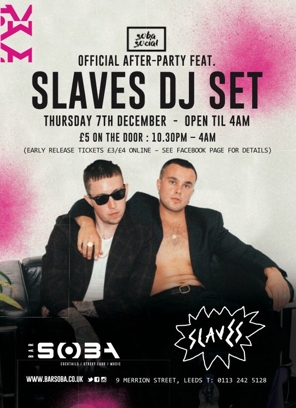 JakeMFischer's tweet photo. Slaves came into Soba for a beer tonight and it's proper got me excited for tomorrow night https://t.co/D6rGOFImy6