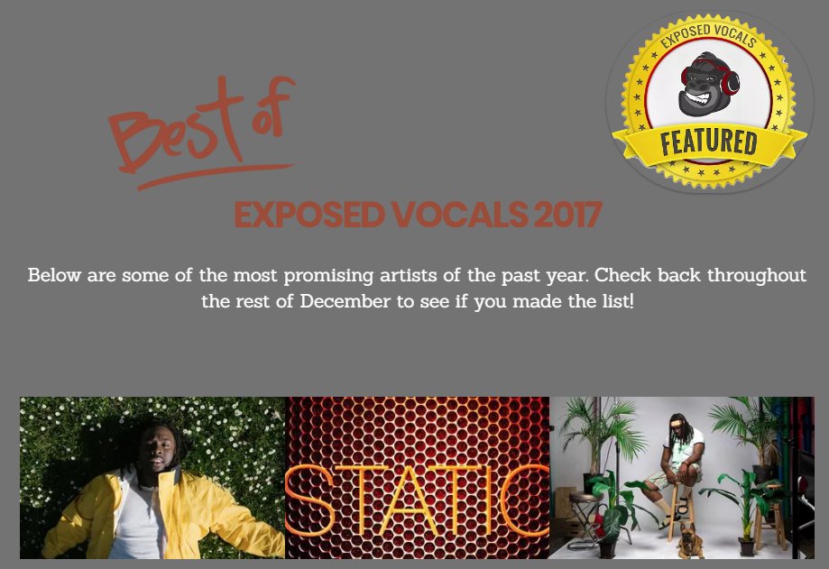 ExposedVocals's tweet image. Here are some of the most promising artists of the past year on Exposed Vocals exposedvocals.com/features/best-…
