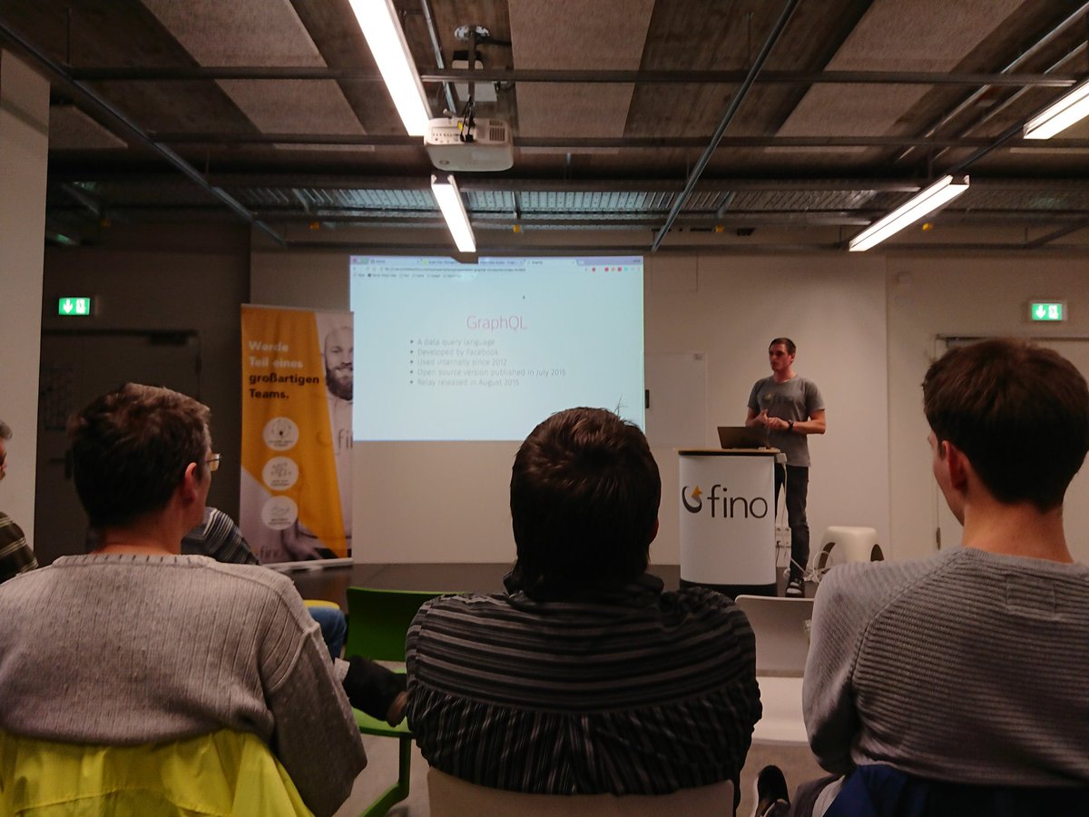 nsueper's tweet photo. @_teiss with a cool introduction to @GraphQL at the #codemeetup #kassel https://t.co/fcWi86LEqB