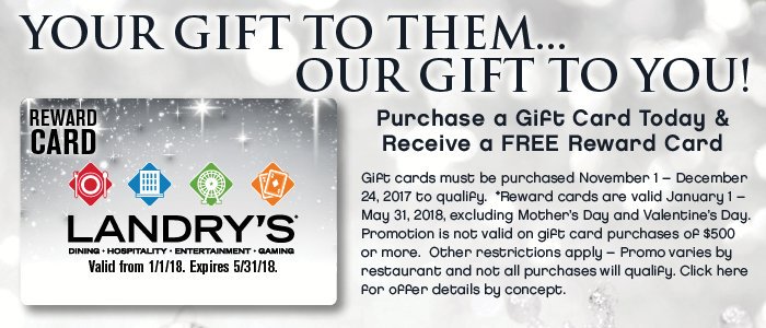 It S The All Purpose P To Legendary Dining Exciting Retail Options More Landrys Gift Card Can Be At Than 600 Restaurants Nationwide