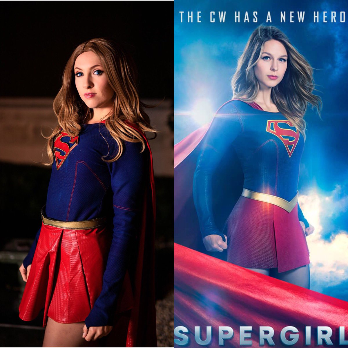 GingerMika's tweet photo. I thought Iβd jump on the bandwagon and make a #cosplayvscharacter #sidebyside of my #cwsupergirl! I love @MelissaBenoist & @TheCWSupergirl! Great show β€οΈ
#supergirl #cw #thecw #cwaustin #cosplaysidebyside #sidebysidecosplay #cosplaycomparison #cosplay #cosplayer #cosplaygirl https://t.co/4NeNUQlOZm
