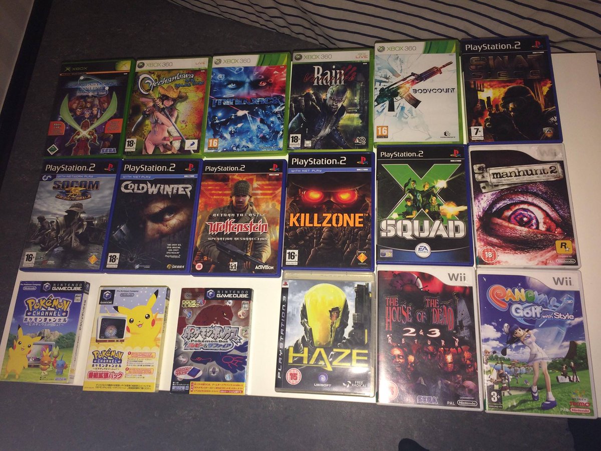 Bizzymoose's tweet photo. Dear Facebook, stop suggesting awesome games for me to buy...
#phantasystar #OneeChanbara #mindjack #vampirerain #bodycount #swatsiege #socom #coldwinter #killzone #wolfenstein #xsquad #manhunt #pokemon #haze #houseofthedead #pangya #capcom #sega #pickups https://t.co/Rh9i86osSb