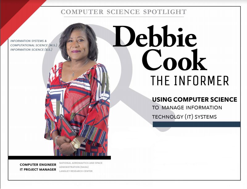 LearnWithNASA's tweet photo. Meet The Informer -- Debbie Cook is a Computer Engineer &amp; IT Project Manager at NASA. Celebrate #CSEdWeek by reading &amp; sharing her #CSspotlight story. #CSforAll  https://t.co/L5h6eL65ul https://t.co/9aO4dbQ4h9