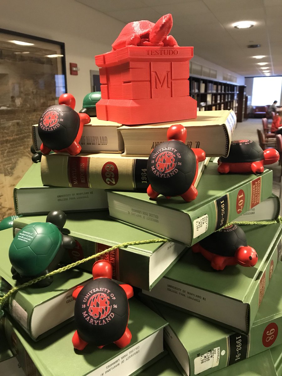 #TistheSeason for #Testudo, #books, and reading room fun! Looking for some end of the semester cheer? Check out our new #booktree in the Maryland Room, crawling with #universityarchives turtles for that #goterps spirit