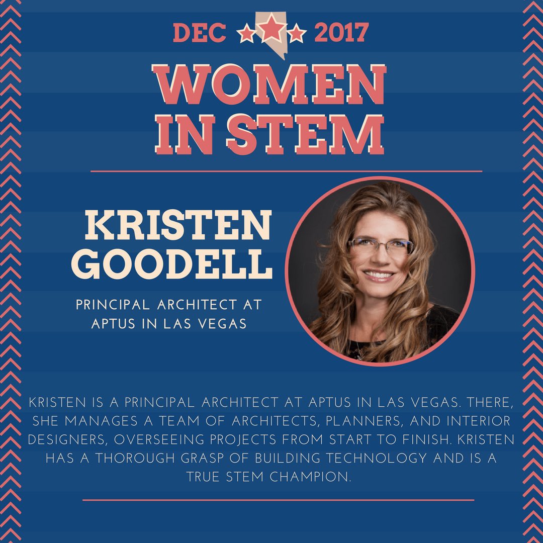 SenJackyRosen's tweet image. Excited to announce December's #NevadaWomenInSTEM award winner: Kristen Goodell, an architect and director at @aptusgroup! Congrats, Kristen!