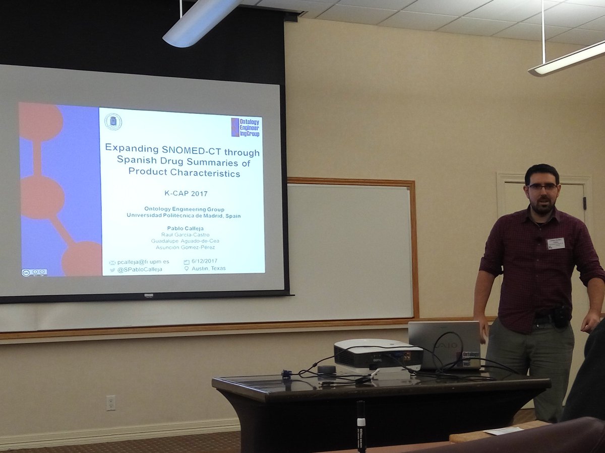 nandanamihindu's tweet photo. Pablo @SPabloCalleja presenting his paper on Expanding SNOMED-CT through Spanish Drug Summaries of Product Characteristics!
@rgcmme Guadalupe @asungomezperez @oeg_upm @KCAP2017 https://t.co/kj1sRIjg9r