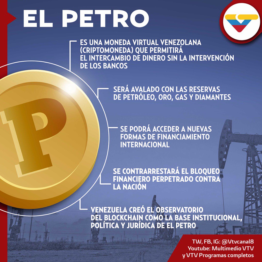 VTVcanal8's tweet photo. #PENDIENTE 🗣️| Entérate de qué se trata El Petro, la criptomoneda venezolana https://t.co/dBxQyoJAqn