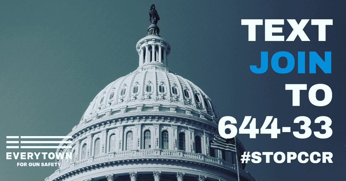 Everytown's tweet photo. BREAKING: "Concealed Carry Reciprocity" just passed the House. Now, our fight to stop this dangerous bill moves to the Senate, where it will face an uphill climb.

Text JOIN to 644-33 to get involved with the next phase of this fight &amp; help us #StopCCR from reaching Trump's desk. https://t.co/AVIlERu1Zg