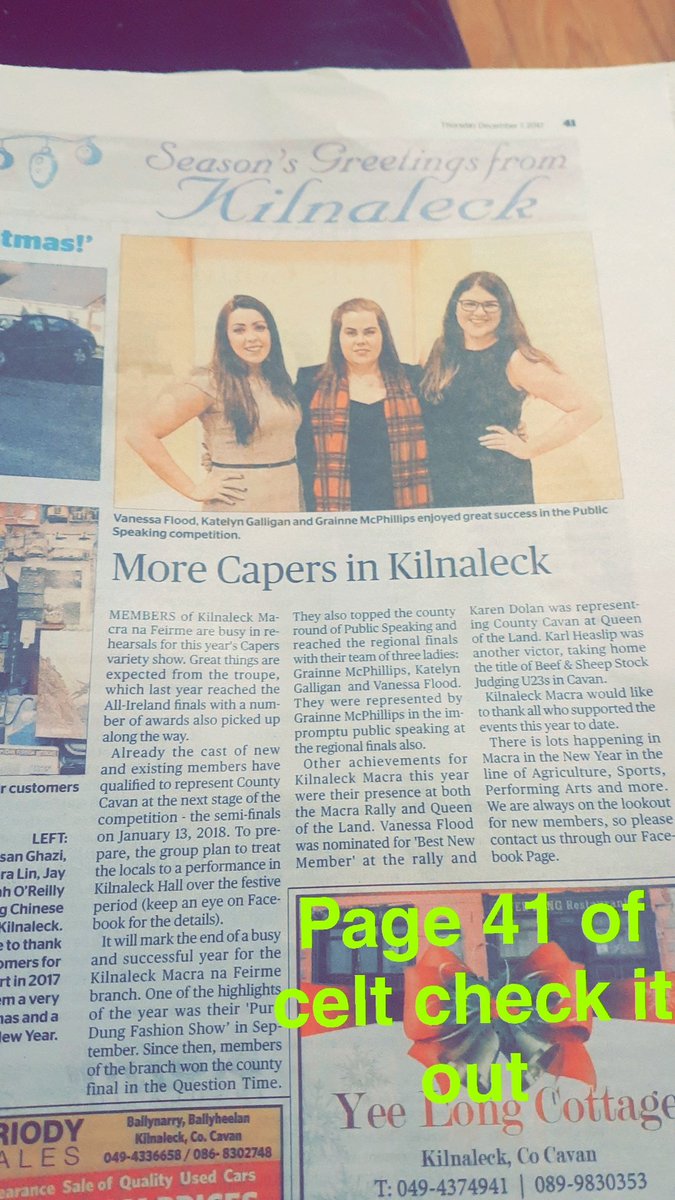 Page 41 of <a href="/theanglocelt/">The Anglo-Celt</a> make for good reading this week <a href="/MacranaFeirme/">Macra na Feirme</a> #macra #xmas #kilnaleckmacra