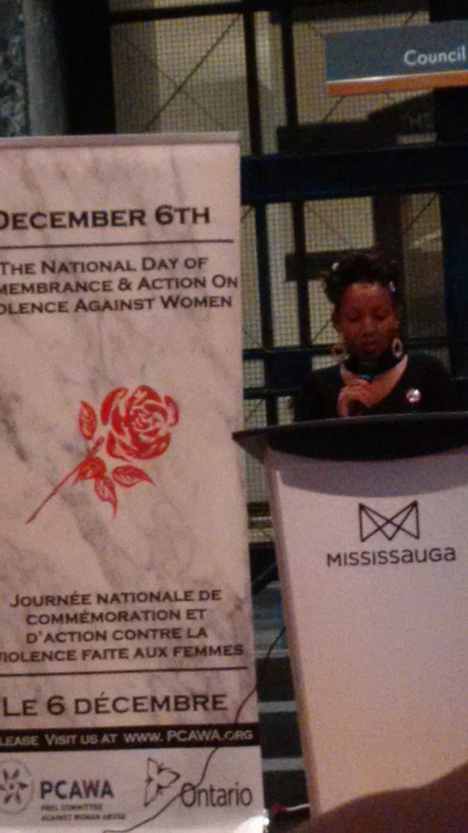 Embrave_ca's tweet photo. Mercy from @PCAWA1 talking about #PeelDec6 #December6 #16DaysofActivism #FragmentsofMe and gender-based violence https://t.co/49Im1uGRm6