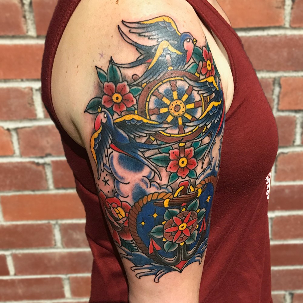 theROstudio's tweet photo. Nautical Traditional Tattoo #albertaartist #bcartist #bright_and_bold #canadianartist #canadiantattooartist #canadiantraditional #goodguyssupply #lethbridgetattooartist #nectarfine #oldlines #rocurranartist #therostudio #traditionalartist #traditionaltatto https://t.co/G8Y2FiTxlr https://t.co/UNYOmcwKZD