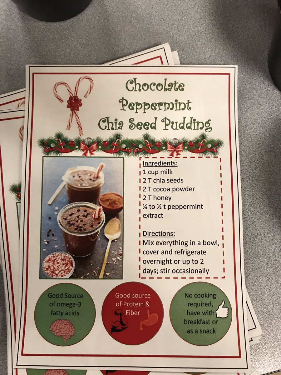 IlliniFuel's tweet photo. It's #TryItWednesday in Varsity Room! Chocolate peppermint chia seed pudding. Great source of omega 3s, protein and fiber. Give it a try! https://t.co/heEw8YgCJi