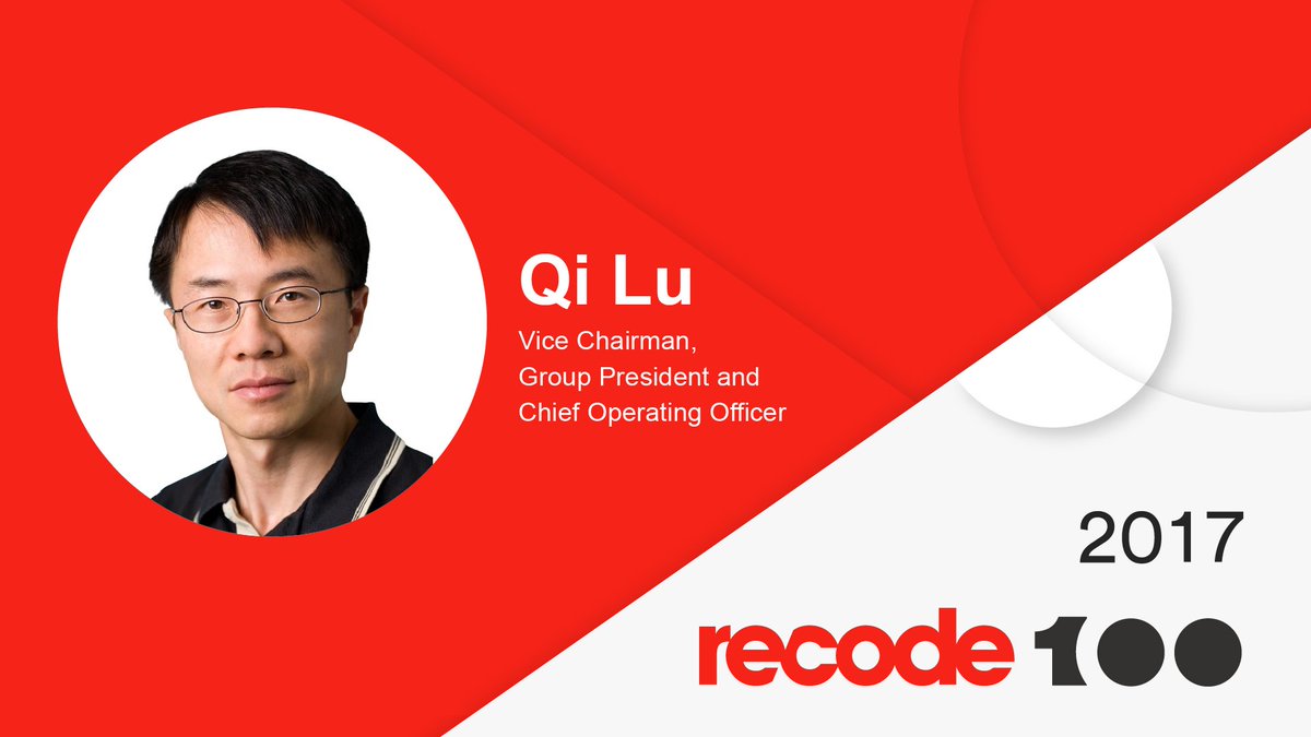 Baidu_Inc's tweet image. Proud of our very own Qi Lu for being named on the inaugural #Recode100, celebrating people in tech, business and media who made the biggest impact this year! Thank you to @Recode &amp;amp; the Recode100 Advisory Team and congratulations to everyone involved! bit.ly/2k1MtYI