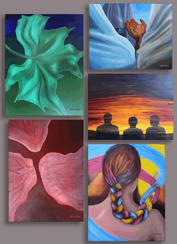 This collage displays the start of a series of paintings looking at the number three in our collective consciousness.