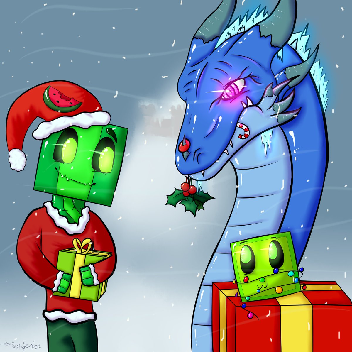 Sonjador On Twitter Chaosflo44 Minecraftdragon Hey Flo Hier Ein Kleines Dragon Winter Fanart Hoffe Es Gefallt Dir Chaosflo44