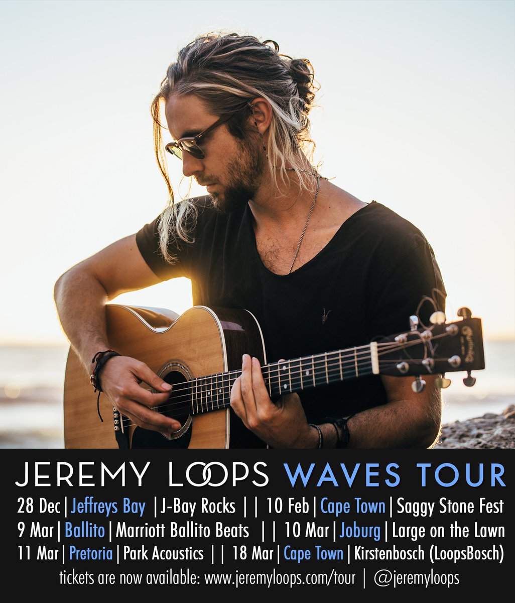 JeremyLoops's tweet photo. πΏπ¦Jeremy Loops Waves TourπΏπ¦
Buy tickets now: https://t.co/GsfdutapwF
So excited to announce our SA Tour in support of 'Waves' and all the new music we've got coming your way! Get those tickets now! ππΌ https://t.co/cUo6GHxkUw