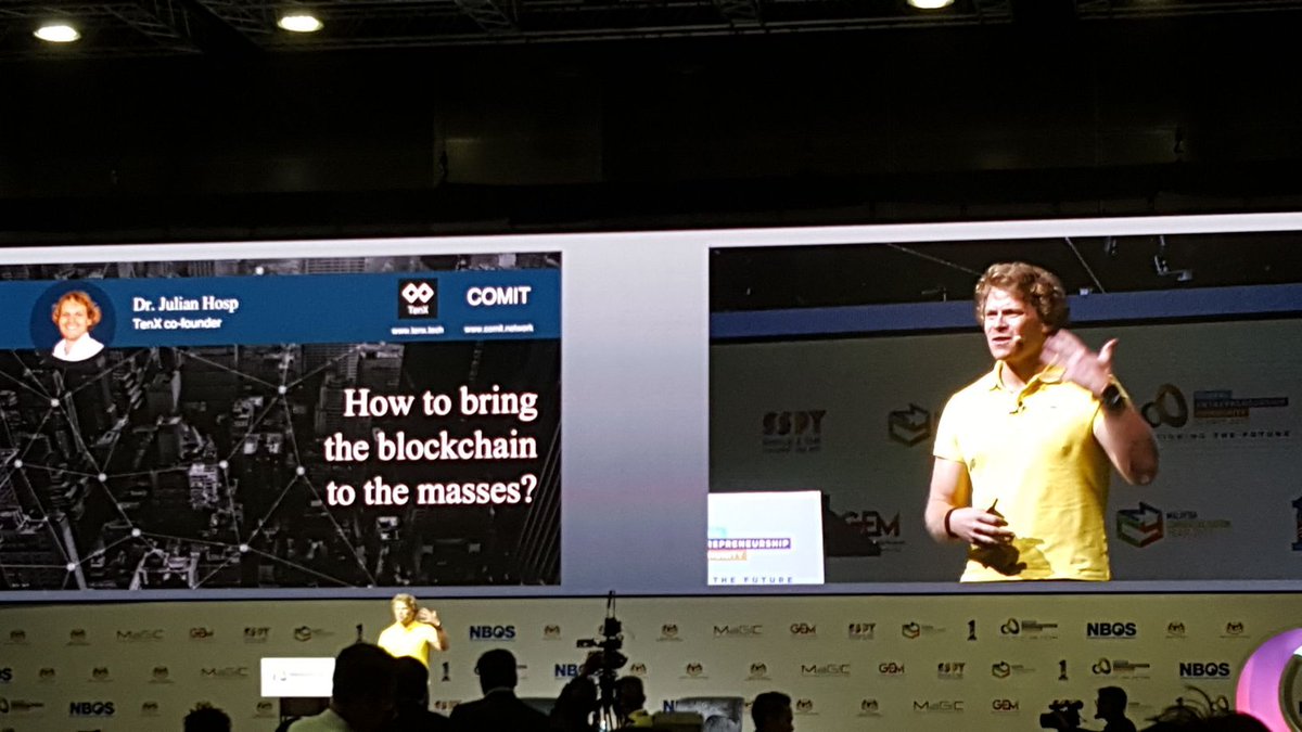 DynaxInvest's tweet photo. "Global Economic Forum's prediction that in 8 yrs 10% of global GDP will be #Blockchain based is a heavy underestimation" @tenxwallet @julianhosp #GECommunity2017 https://t.co/QgfEotatME