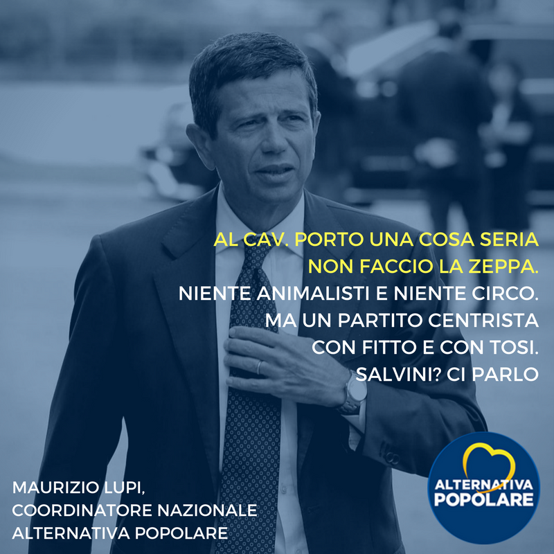 "Al Cav. porto una cosa seria".
"Non faccio la zeppa".
"Niente animalisti e niente circo. Ma un partito centrista con Fitto e con Tosi. #Salvini ? Ci parlo".
Leggi l'intervista di oggi #14dicembre su <a href="/ilfoglio_it/">Il Foglio</a> ➡bit.ly/2j0ANoY
