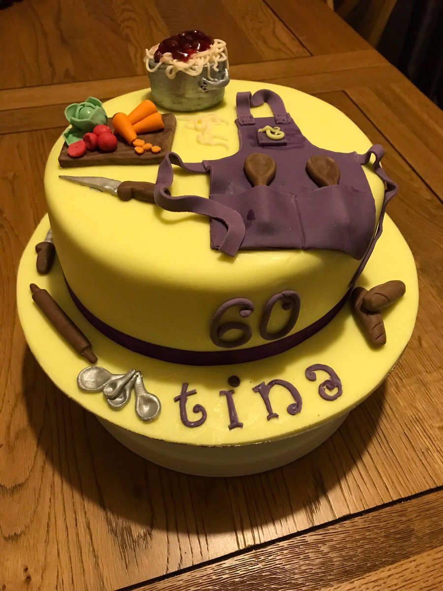 Bakedexpect's tweet photo. #happy birthday Tina, hope you had a great day.  Vanilla sponge with Raspberry jam and #fondant decorations. #worcester https://t.co/oguTbWc3vs