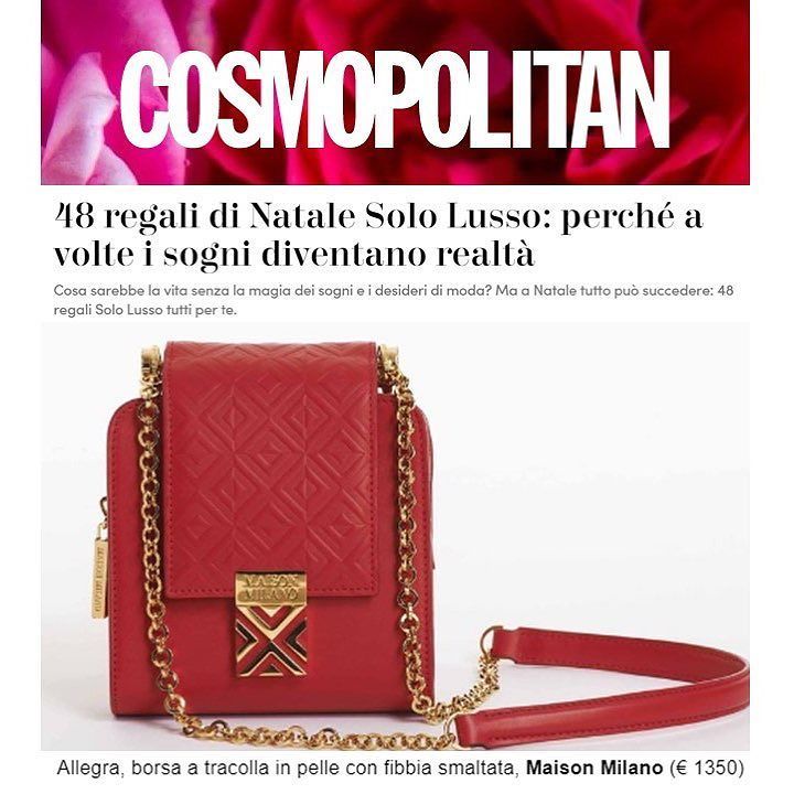 Maison Milano Allegra Red  in Cosmopolitan Luxury Christmas Gift December 2017 #maisonmilano #maisonmilanoaccessory #soaveandsophisticated #luxury #italiandesign #cosmopolitan #magazine #fashion #luxurybag #madeinitaly #fashionblogger #christmas #christmagiftMaison Milano Al…