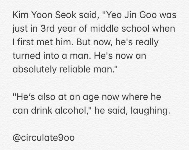 Kim Yoon Seok: "I first met Yeo Jin Goo when he was in 3rd year of middle school, he has truly become a reliable man" http://entertain.naver.com/read?oid=117&aid=0002990413… #yeojingoo #여진구...